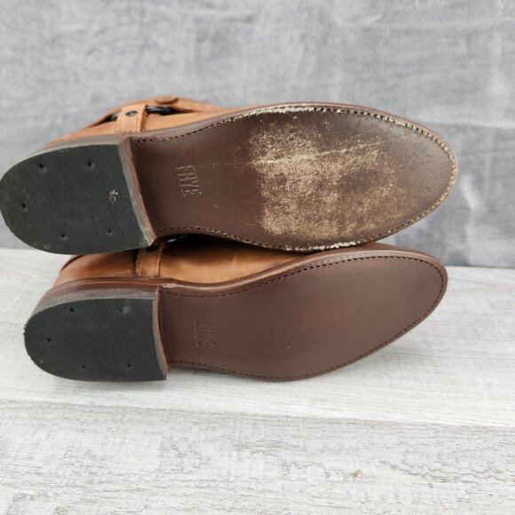 Frye Brown Women Size 6.5B Leather Ankle Boots Classic Design with Buckle Detail - Picture 11 of 13